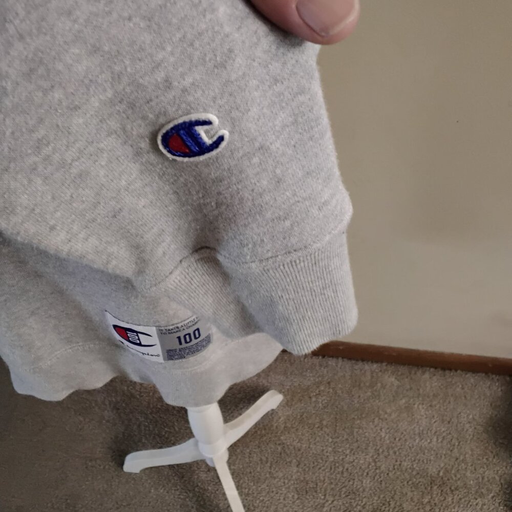 Champion Heather Gray Hoodie with Logo Size S - Picture 3 of 5